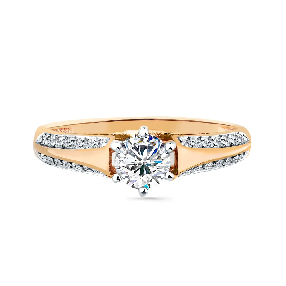 Inel din aur roșu cu Cubic Zirconia Incolor