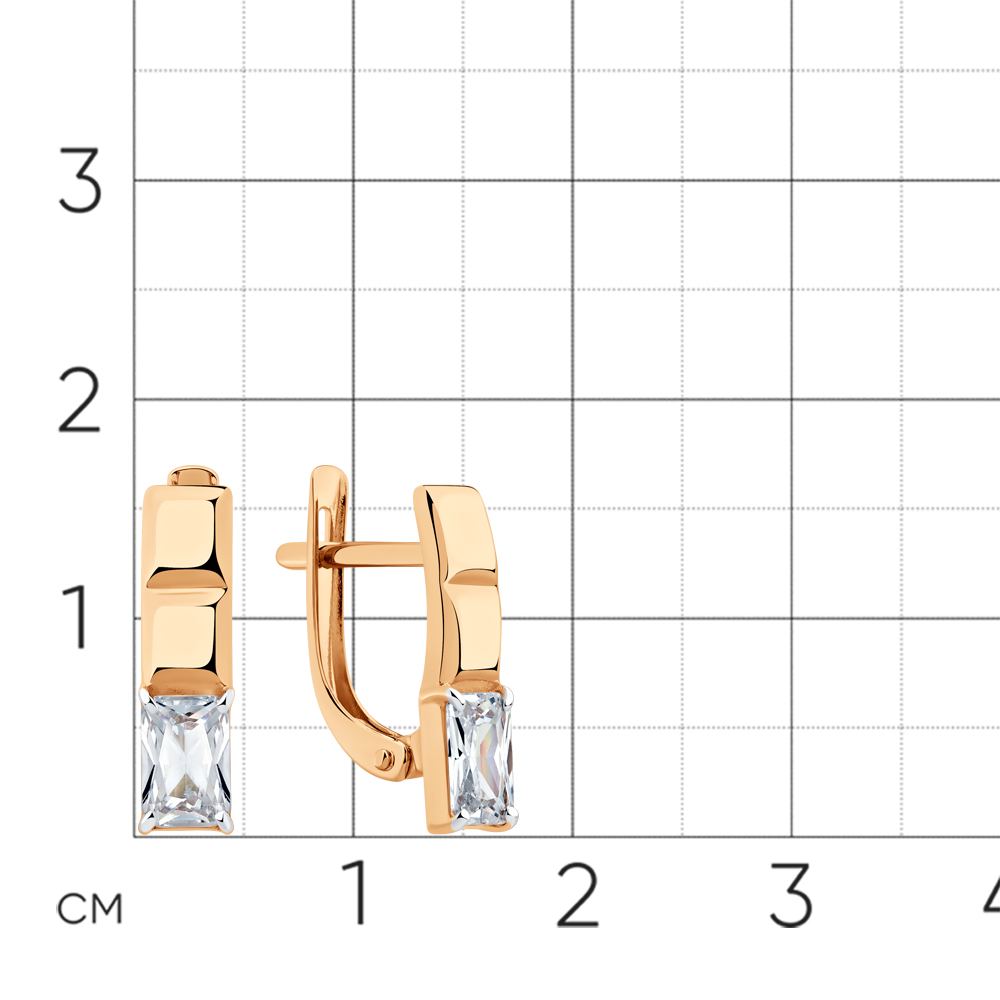 Cercei din aur roșu cu Cubic Zirconia Incolor