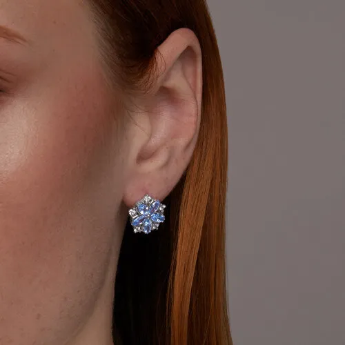 Cercei din argint cu Cubic Zirconia Incolor, Cubic Zirconia Albastru