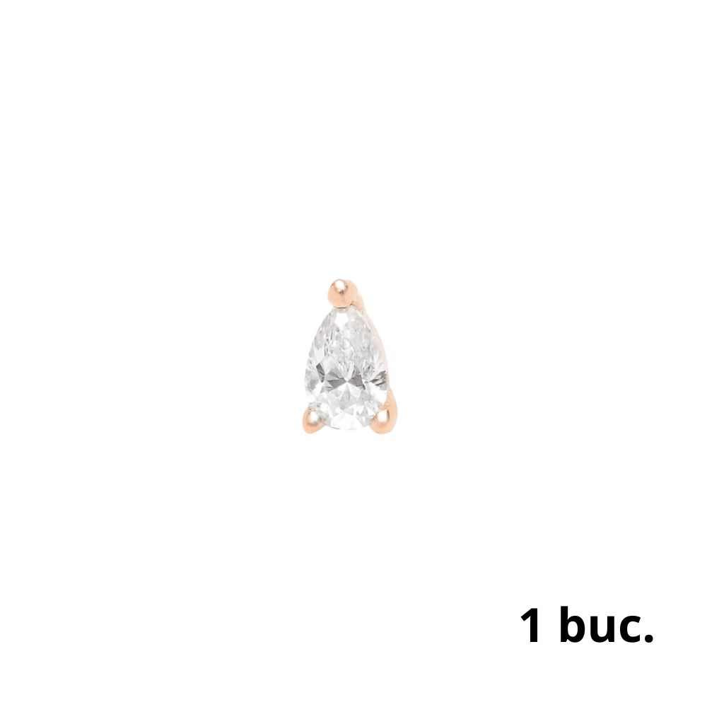 Cercel din aur roz cu pietre Diamant