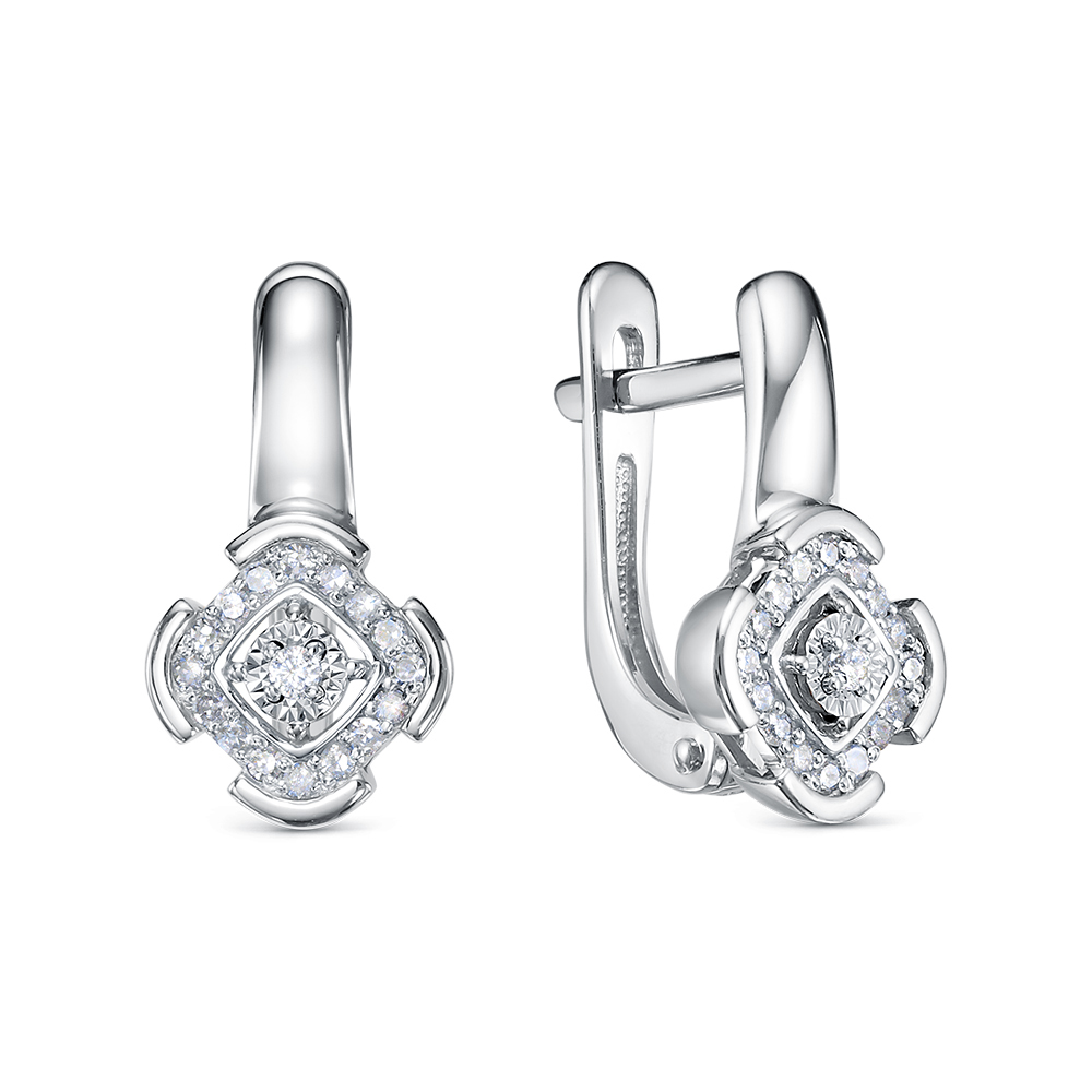 Cercei din aur alb cu pietre Diamant
