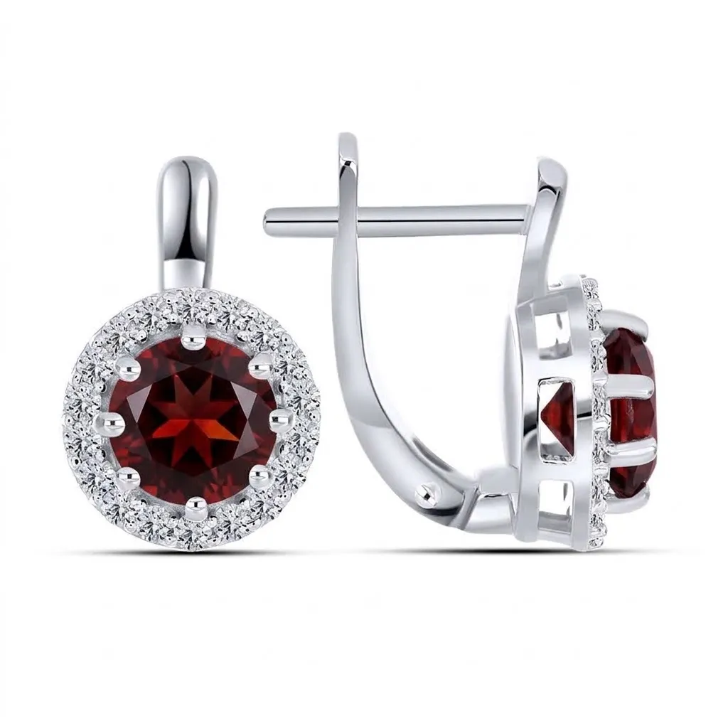 Cercei din argint cu Cubic Zirconia Incolor, Granat
