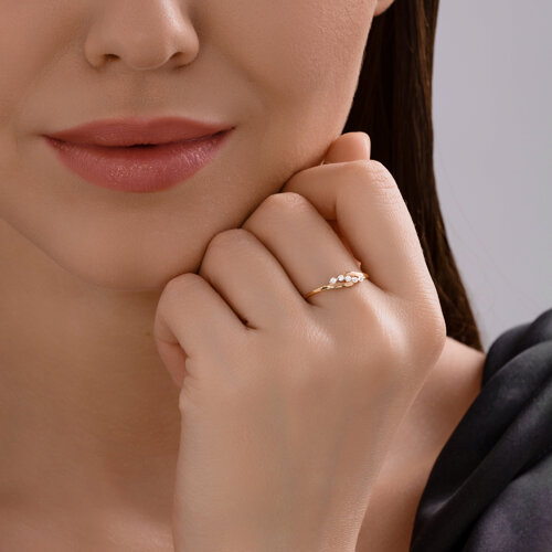 Inel din aur roșu cu pietre Cubic Zirconia Incolor
