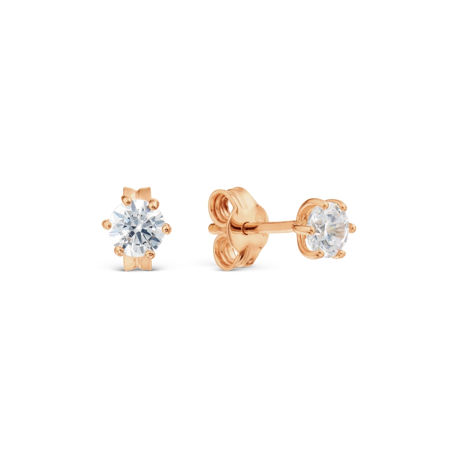 Cercei Pusete din aur roșu cu pietre Cubic Zirconia Incolor