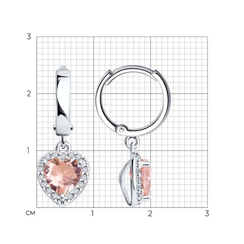 Cercei Creole din argint  cu pietre Cubic Zirconia Incolor, Sital Sintetic Roz