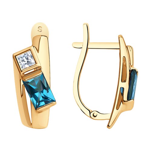 Cercei din aur roșu cu pietre Cubic Zirconia Incolor, Topaz London