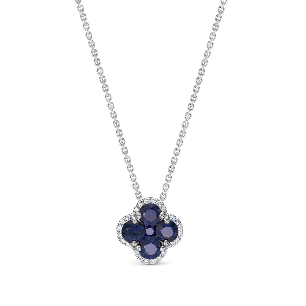 Colier din aur alb cu Diamant, Safir