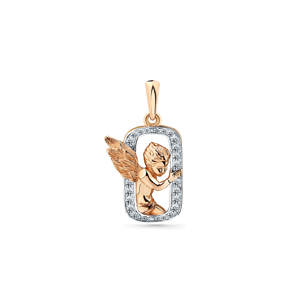 Pandantiv din aur roșu cu pietre Cubic Zirconia Incolor