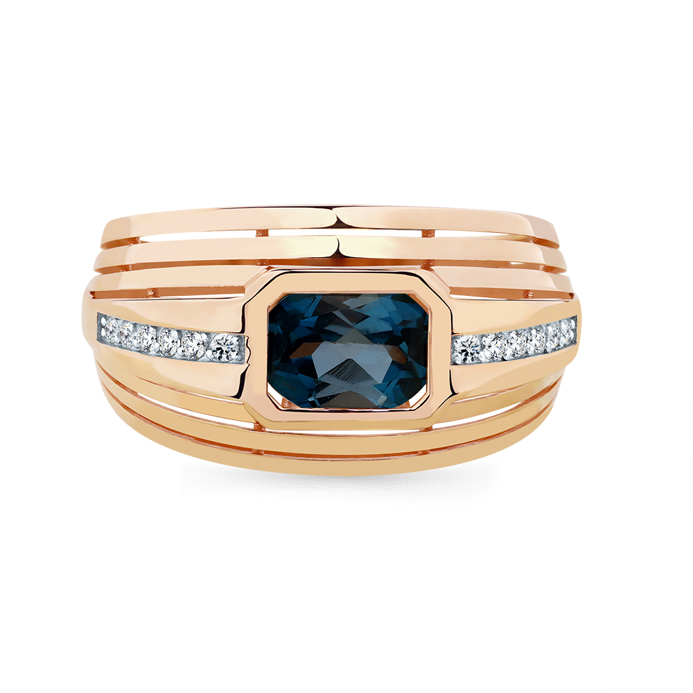 Inel din aur roșu cu pietre Cubic Zirconia Incolor, Topaz London
