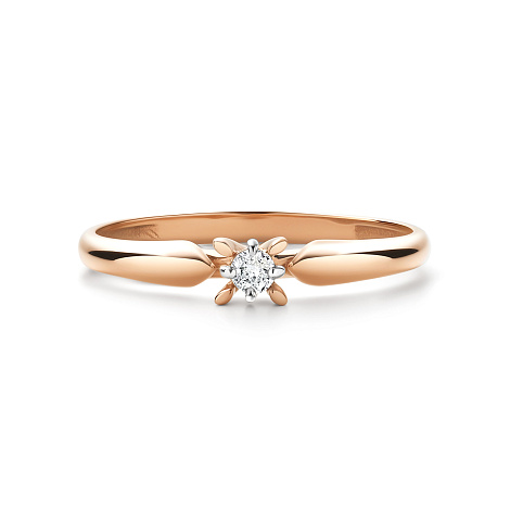 Кольцо из красного золота с камнями Бриллиант