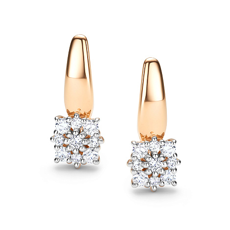 Серьги из красного золота с камнями Бриллиант