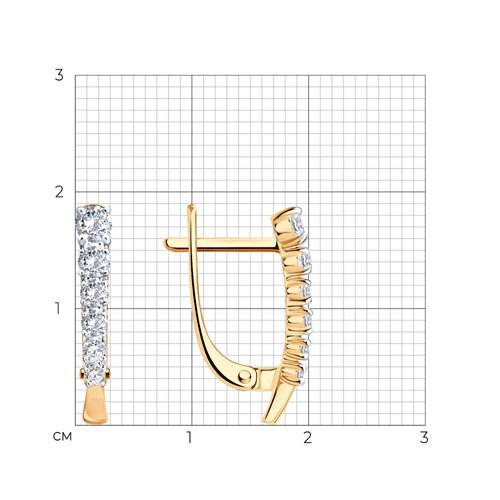 Cercei din aur roșu cu pietre Cubic Zirconia Incolor