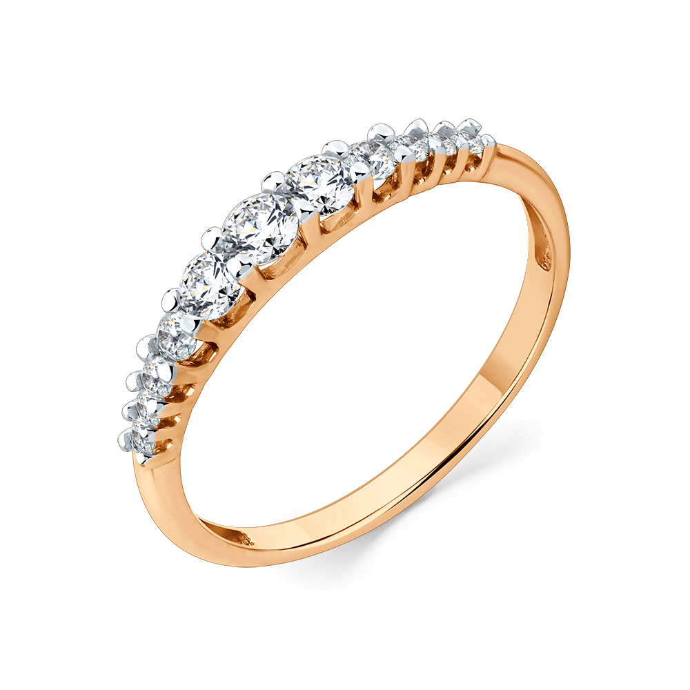 Кольцо из красного золота с камнями Бриллиант