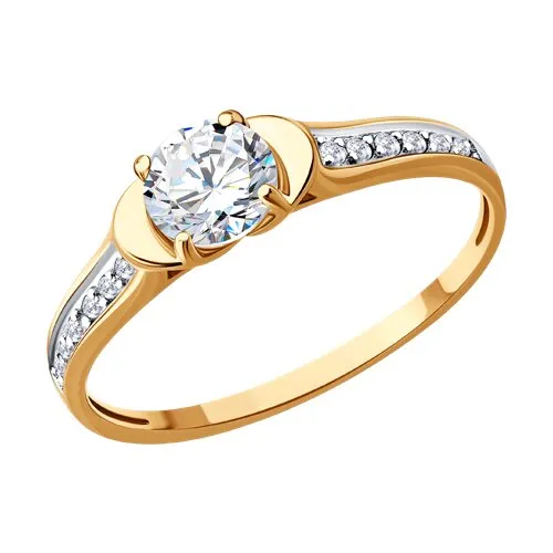 Inel din aur roșu cu Cubic Zirconia Incolor
