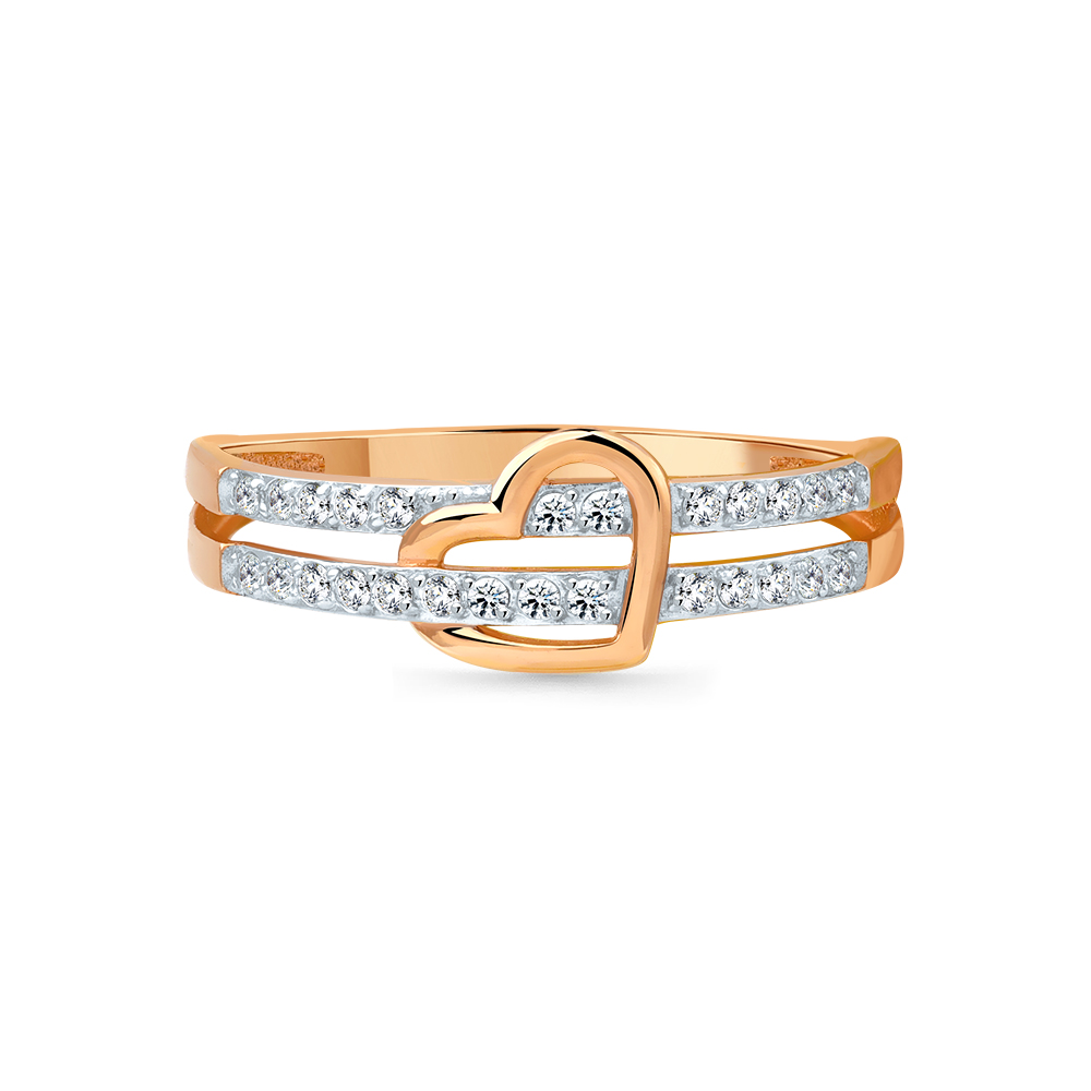 Inel din aur roșu cu pietre Cubic Zirconia Incolor