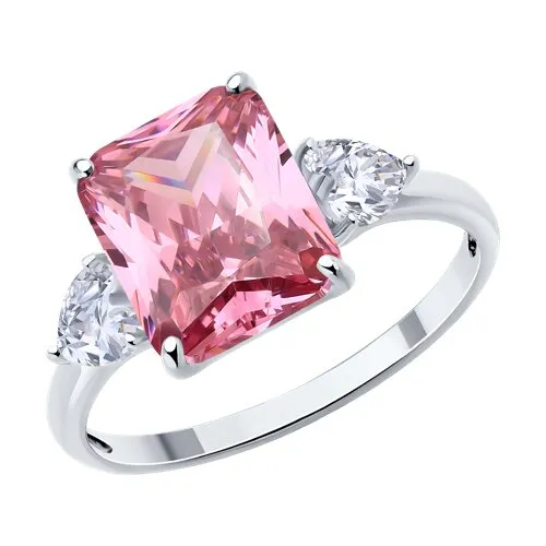 Inel din argint cu Cubic Zirconia Incolor, Cubic Zirconia Roz