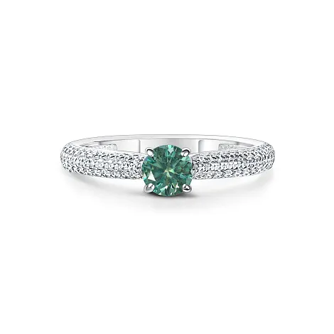 Inel din argint cu Cubic Zirconia Incolor, Moissanite Verde