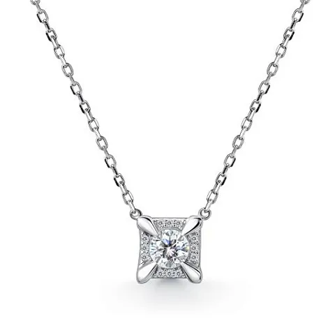 Colier din argint cu Cubic Zirconia Incolor, Moissanite
