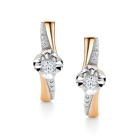 Cercei din aur roșu cu pietre Diamant