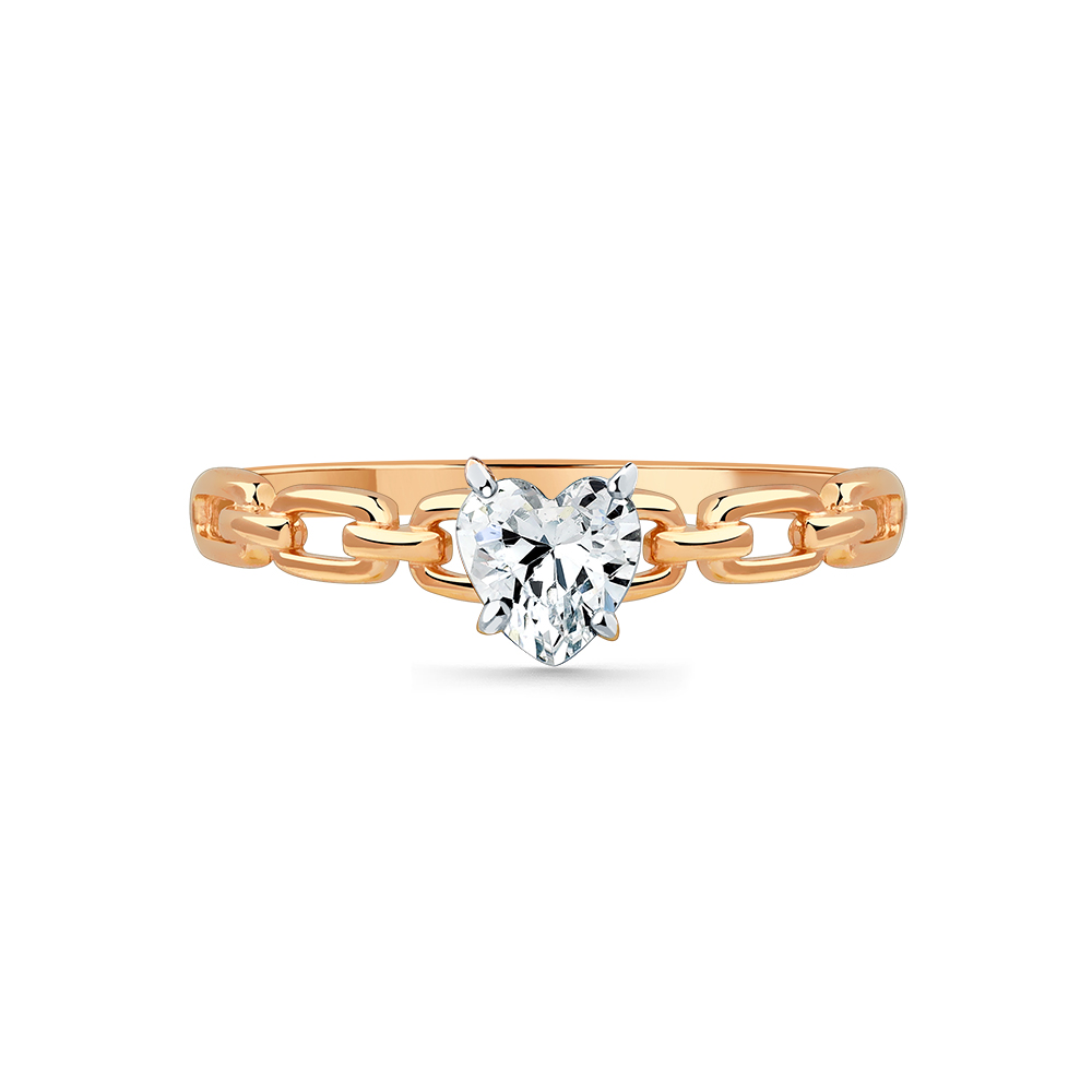 Inel din aur roșu cu pietre Cubic Zirconia Incolor