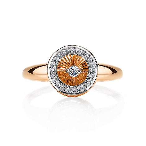 Кольцо из красного золота с камнями Бриллиант