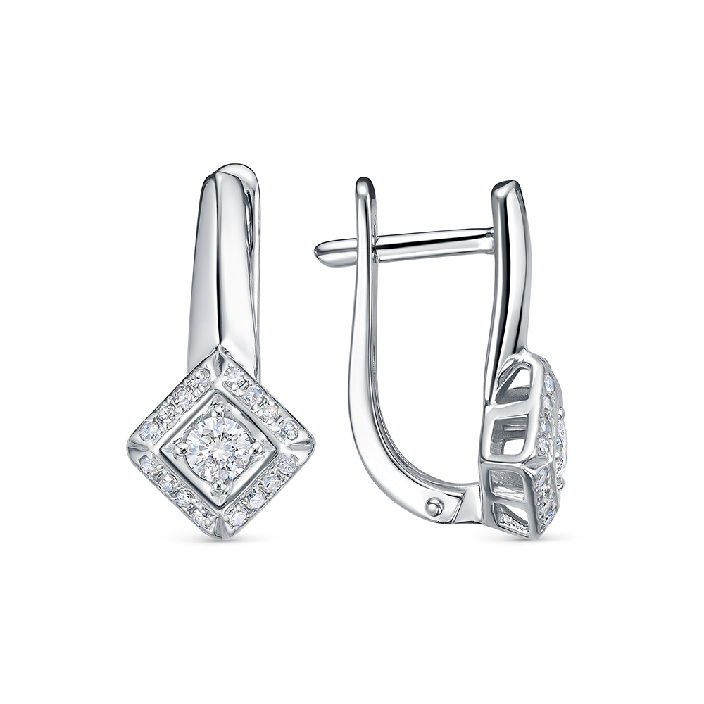 Cercei din aur alb cu pietre Diamant