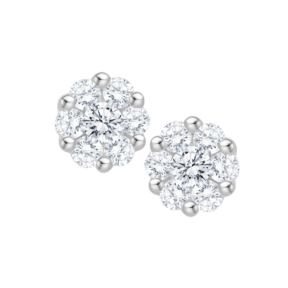 Cercei Pusete din aur alb cu pietre Diamant