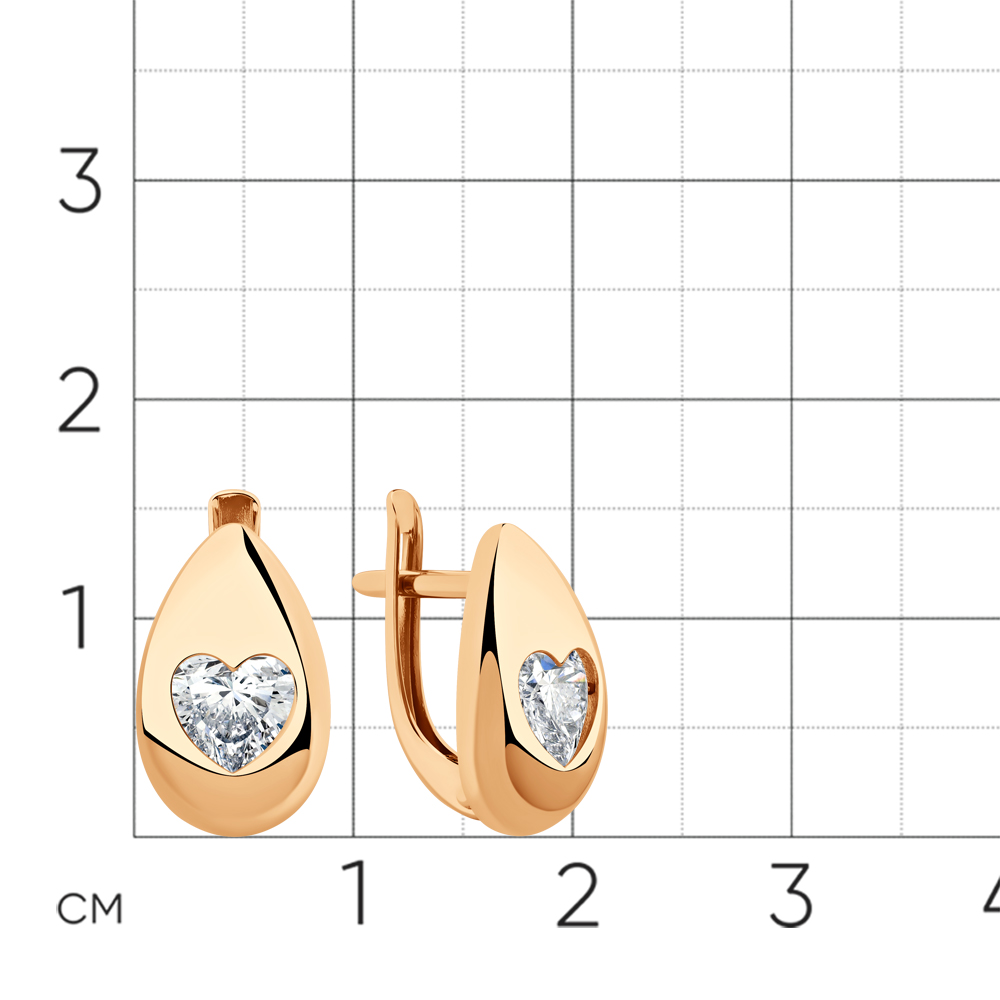 Cercei din aur roșu cu Cubic Zirconia Incolor