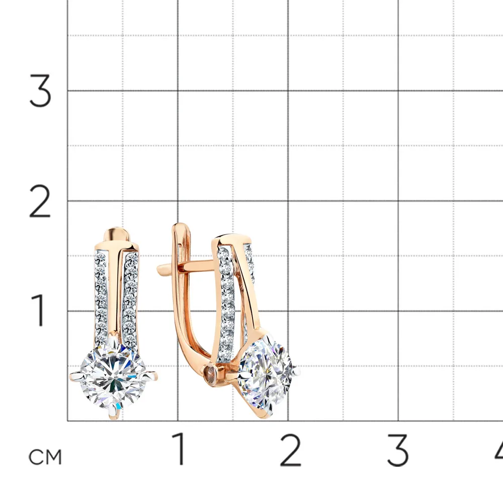 Cercei din aur roșu cu Cubic Zirconia Incolor