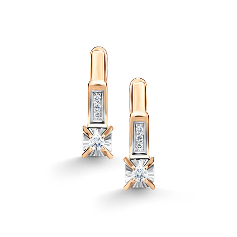 Cercei din aur roșu cu pietre Diamant