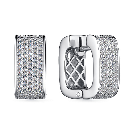 Cercei Creole din argint  cu pietre Cubic Zirconia Incolor