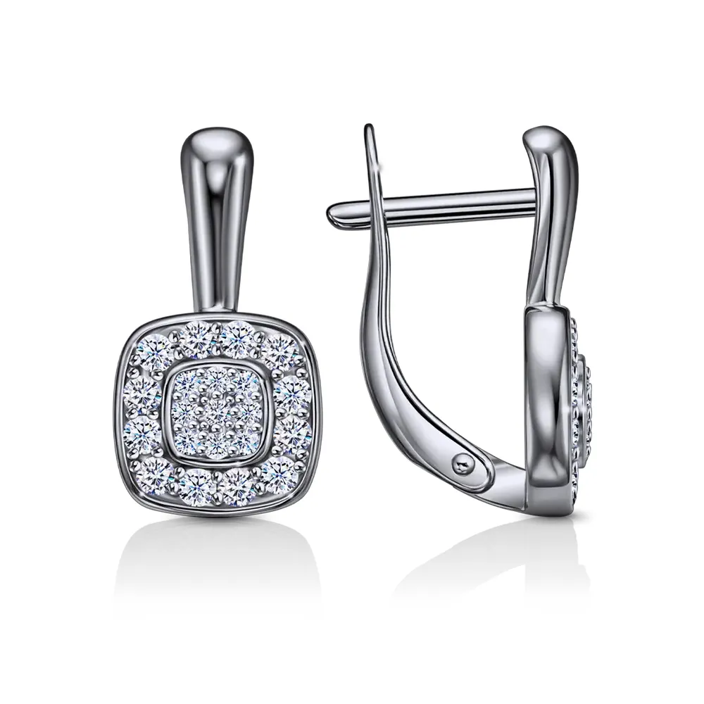 Cercei din aur alb cu Cubic Zirconia Incolor
