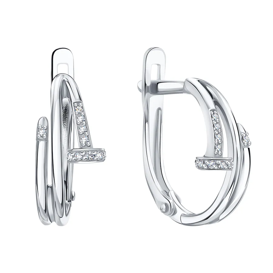 Cercei din aur alb cu Cubic Zirconia Incolor