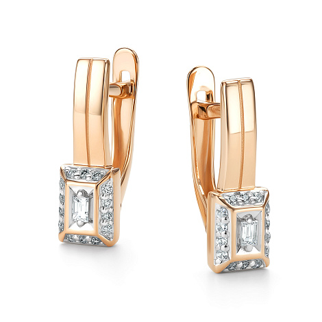 Cercei din aur roșu cu pietre Diamant