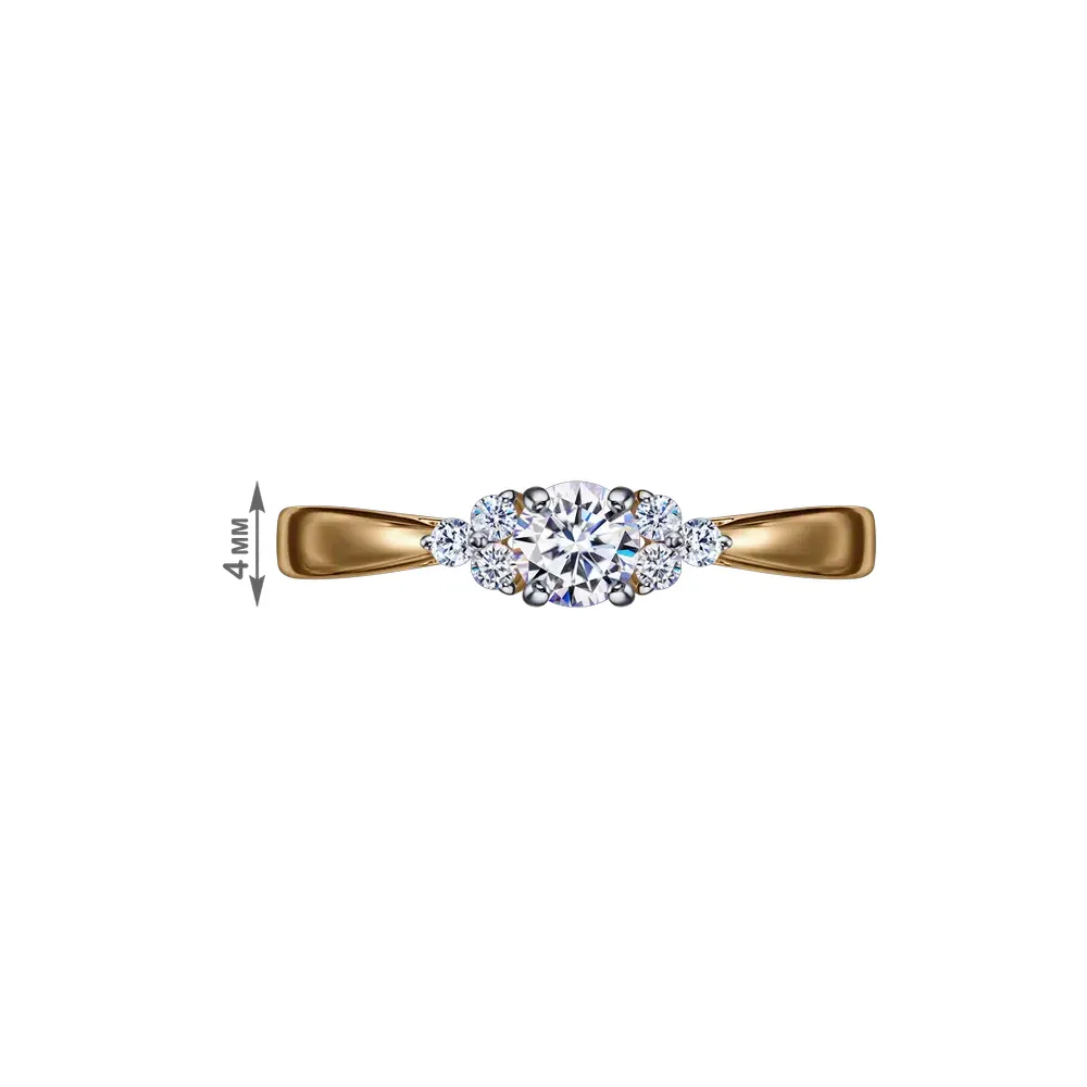 Inel din aur roșu cu Cubic Zirconia Incolor
