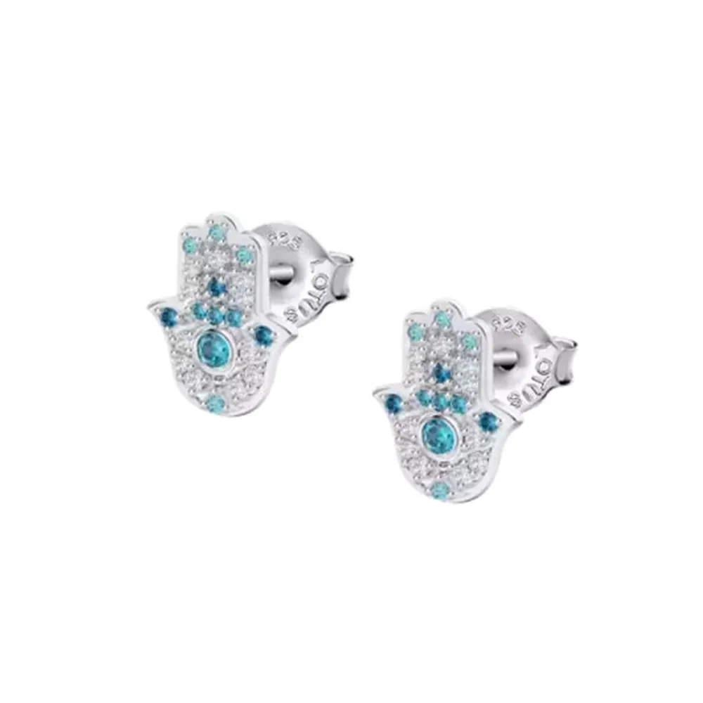 Cercei Pusete din argint cu Cubic Zirconia Incolor, Cubic Zirconia Albastru