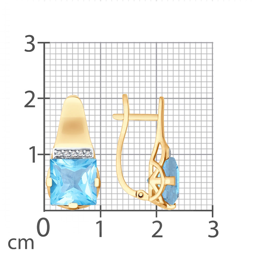 Cercei din aur roșu cu pietre Cubic Zirconia Incolor, Topaz Swiss