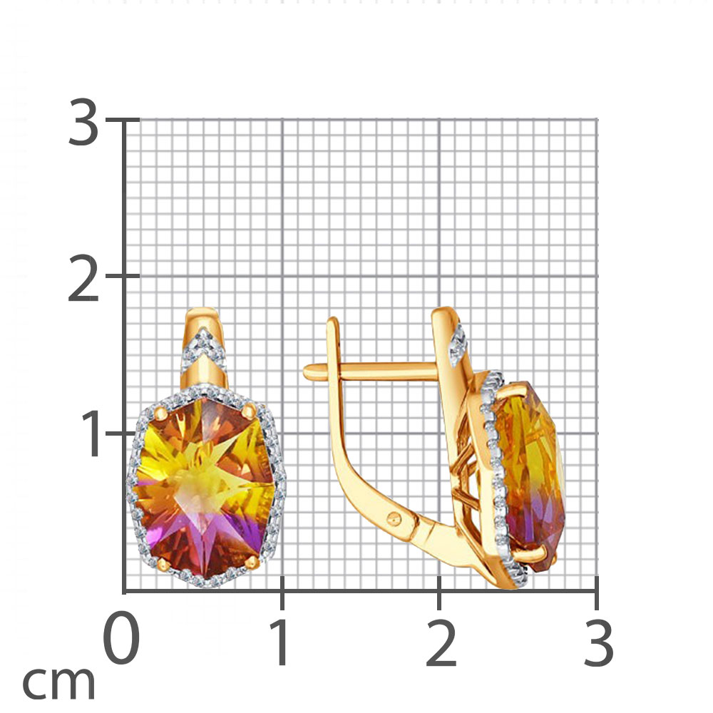 Cercei din aur roșu cu pietre Cubic Zirconia Incolor, Sital Ametrin (sint.)
