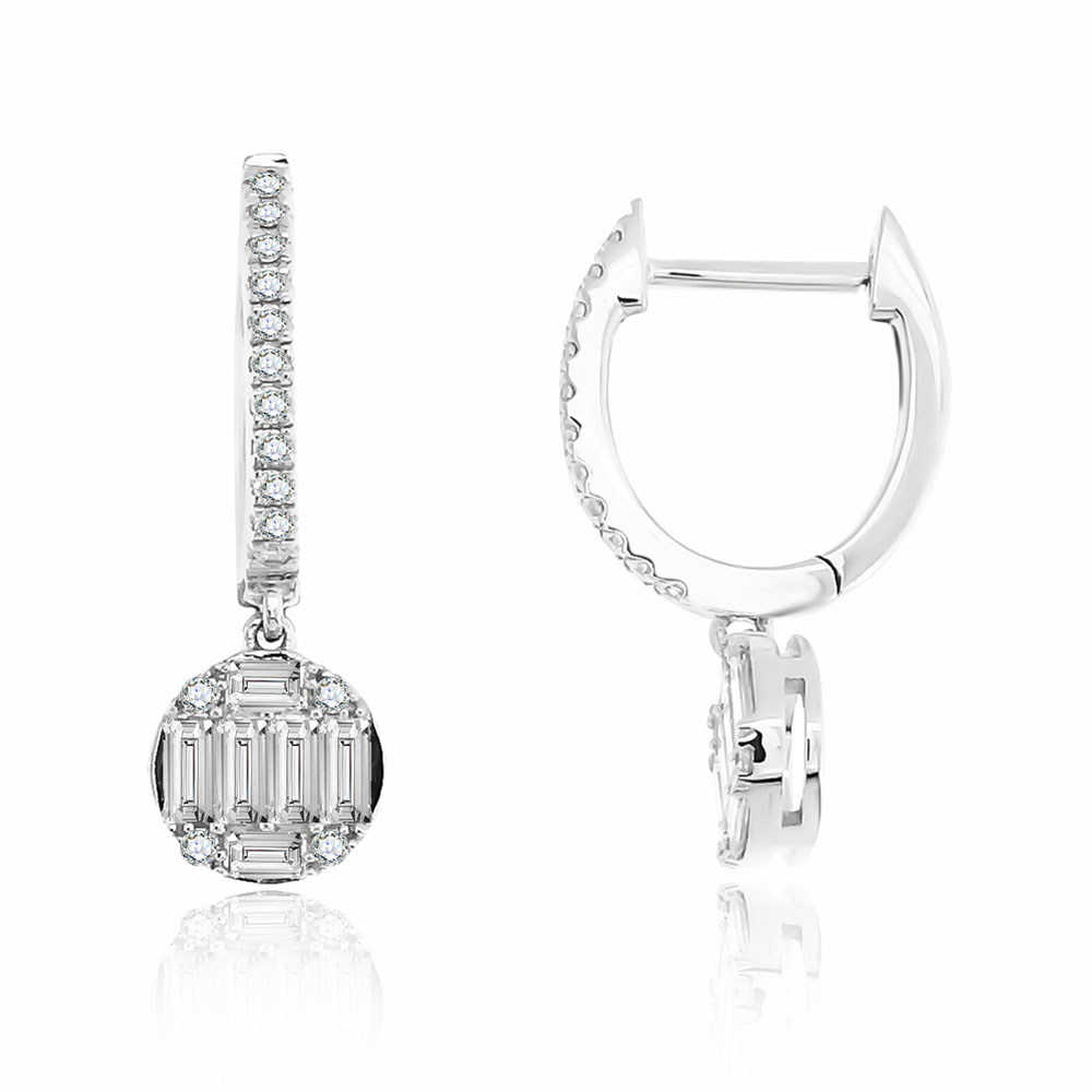 Cercei Suspendați din aur alb cu pietre Diamant