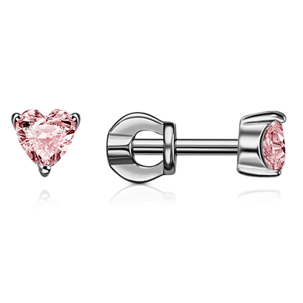 Cercei Pusete din argint  cu pietre Cubic Zirconia Roz