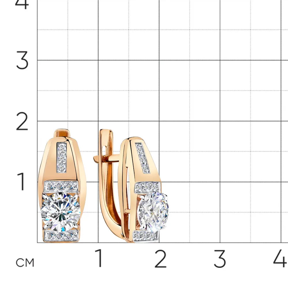 Cercei din aur roșu cu Cubic Zirconia Incolor