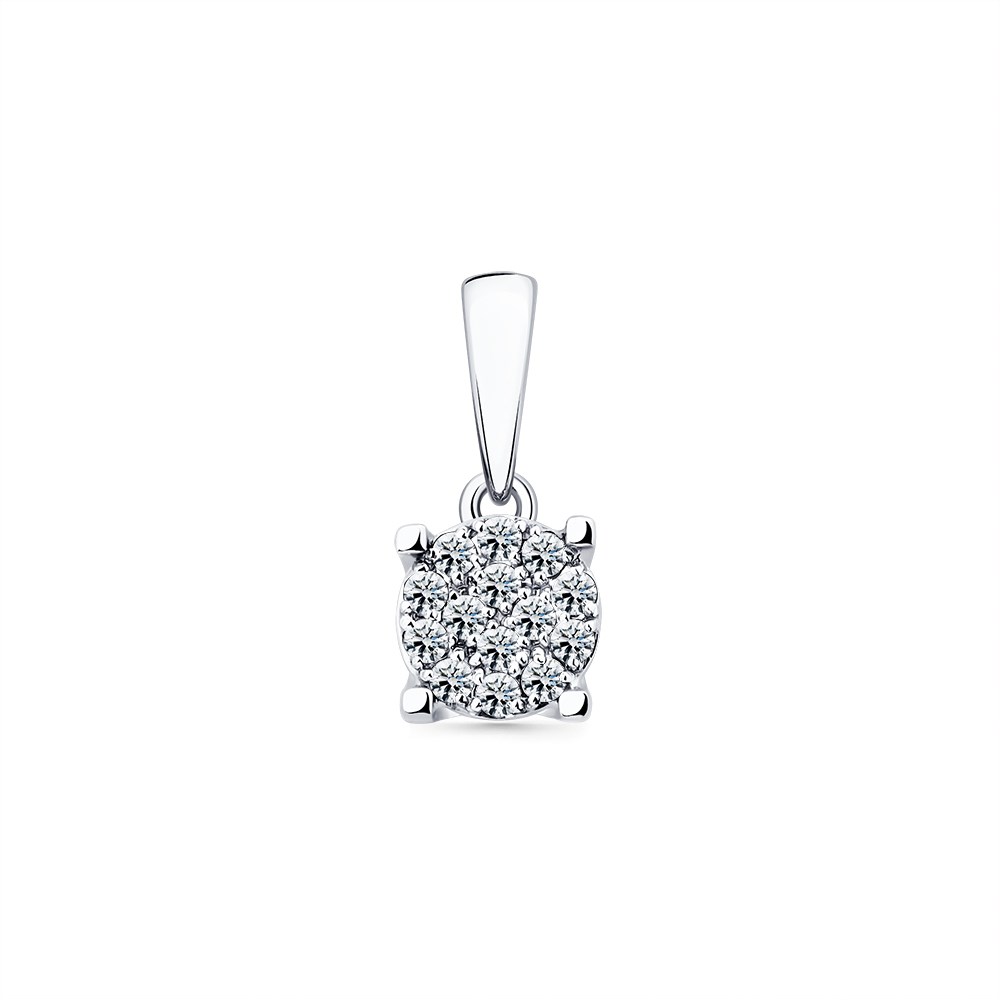 Pandantiv din aur alb cu pietre Diamant