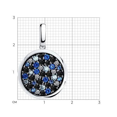 Pandantiv din argint cu Cubic Zirconia Incolor, Cubic Zirconia Albastru și Cubic Zirconia Albastru Safir