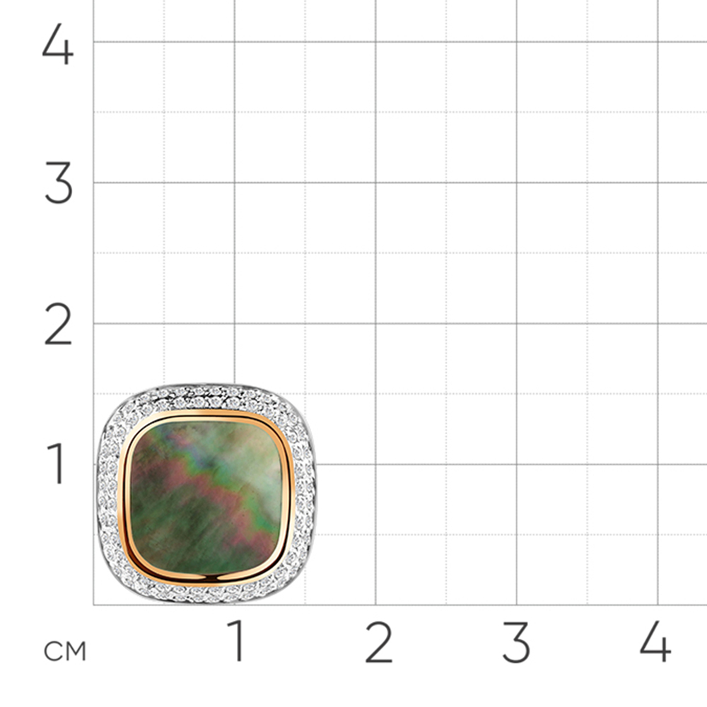 Pandantiv din aur roșu cu pietre Cubic Zirconia Incolor, Sidef Negru