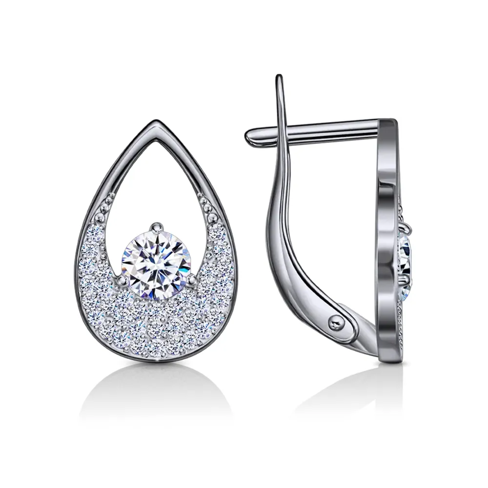 Cercei din aur alb cu Cubic Zirconia Incolor