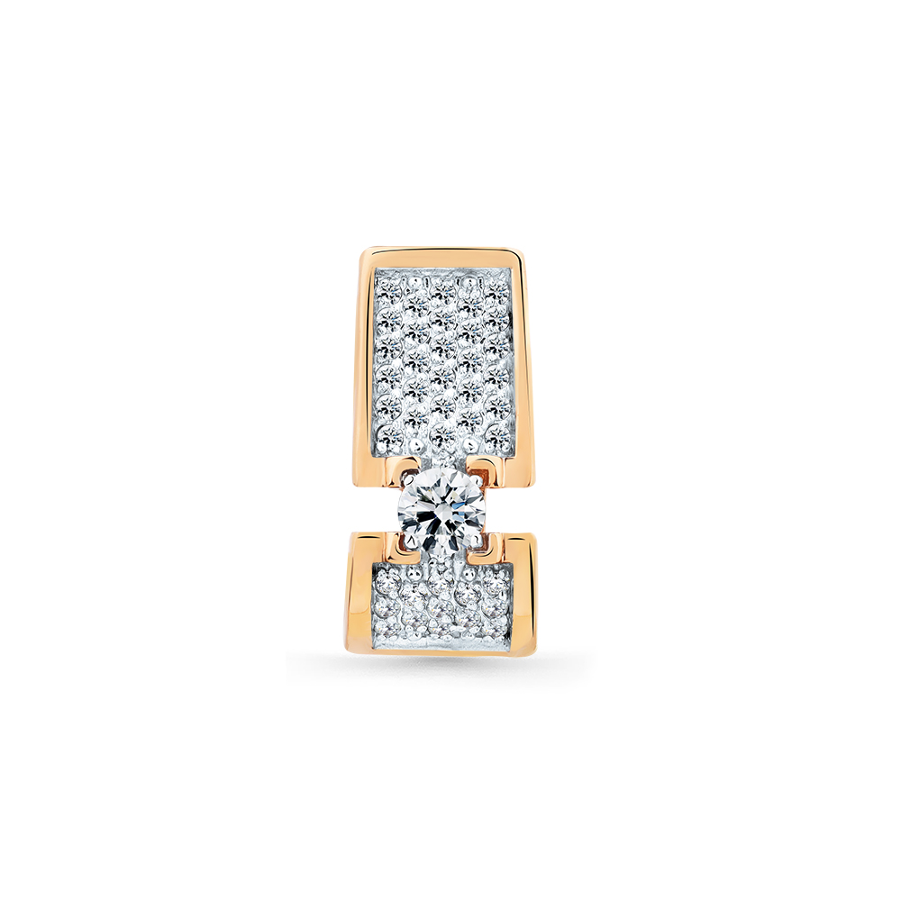 Pandantiv din aur roșu cu pietre Cubic Zirconia Incolor