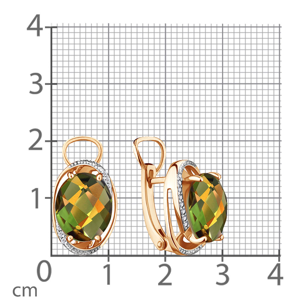 Cercei din aur roșu cu pietre Cubic zirconia, Zultanit (sint.)
