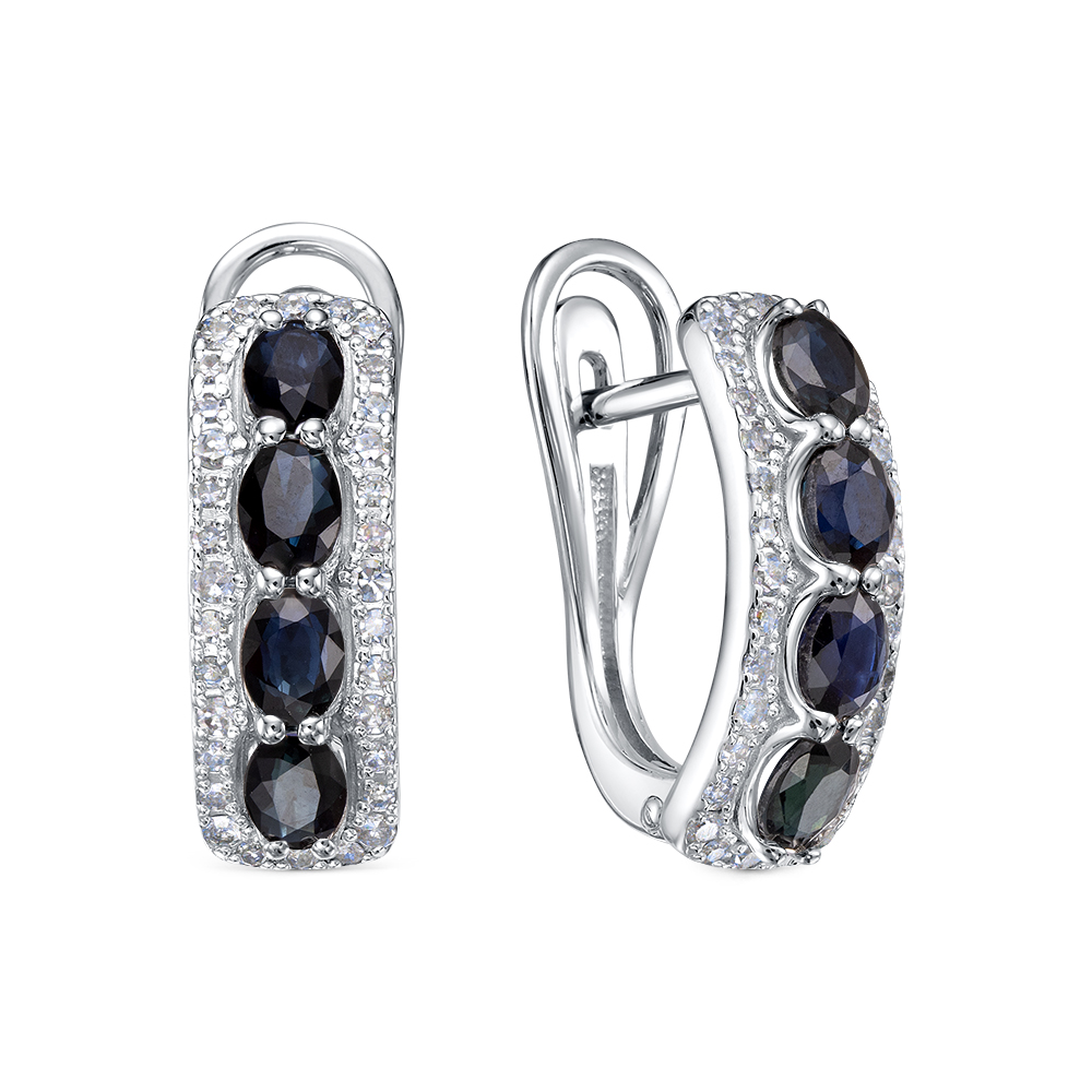 Cercei din aur alb cu pietre Diamant, Safir