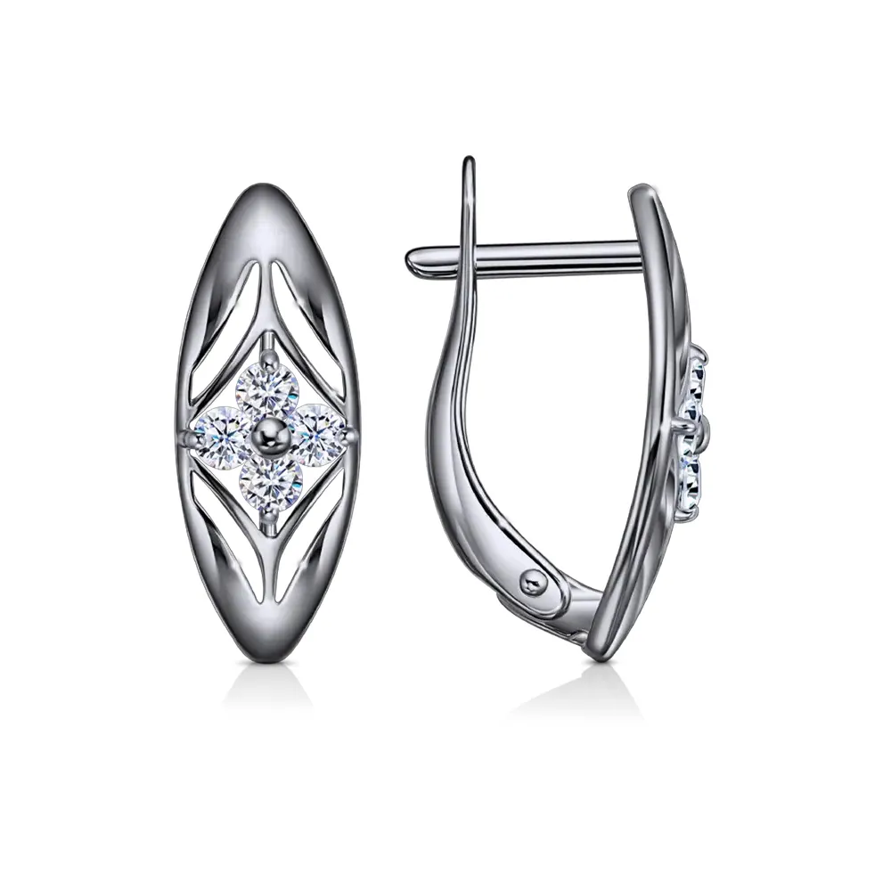 Cercei din aur alb cu Cubic Zirconia Incolor