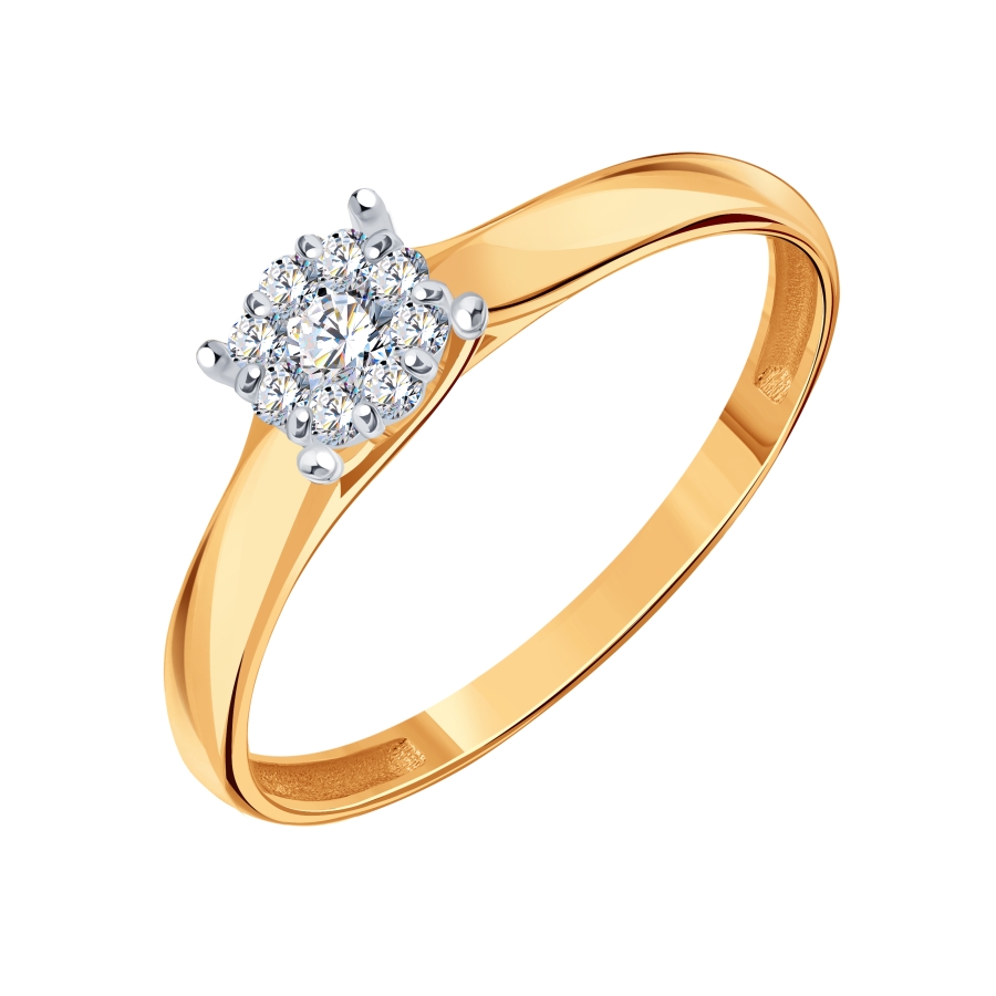 Inel din aur roșu cu pietre Diamant